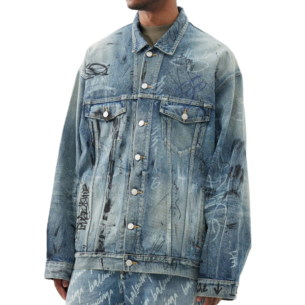 발렌시아가 GRAFFITI 오버사이즈 재킷 라이트 블루 【매장가 250만원대】