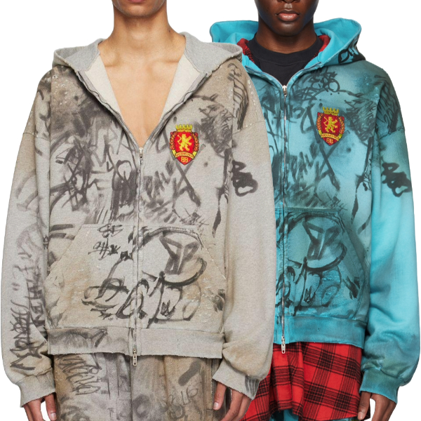 발렌시아가 GRAFFITI PRINT LOOSE FIT 후드 집업 3 COLOR - 잔디집2 공장 【매장 - 리셀가 320만원대】