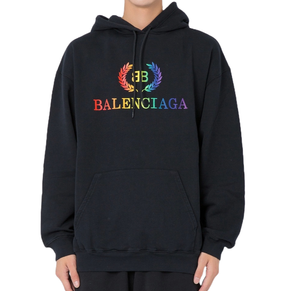 발렌시아가 레인보우 로고 후드티 - 사슬공장 【매장 - 리셀가 180만원대】