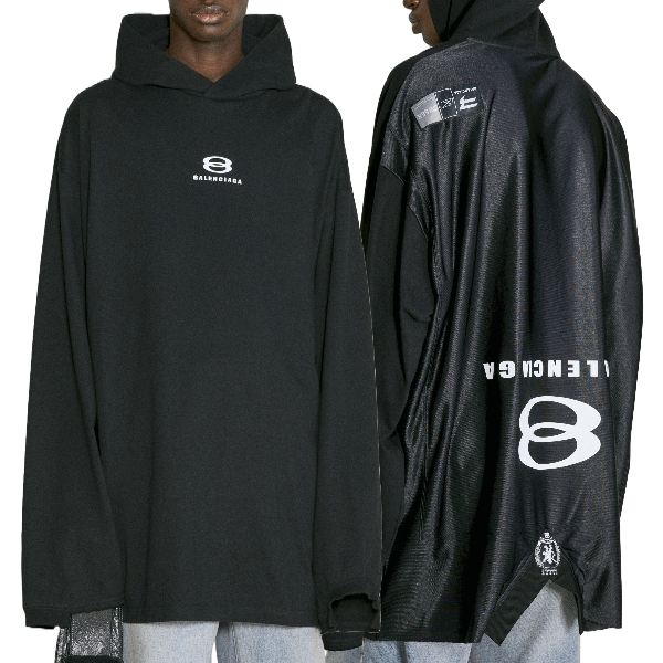 발렌시아가 코튼 저지 하이브리트 블랙 - 사슬 공장 【매장 - 리셀가 180만원대】